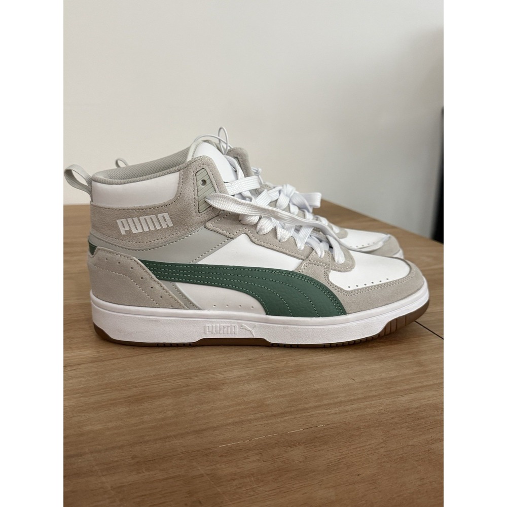 Puma Rebound Joy Wide Mens 9 High Top Sneakers White Green Gum 405293-02 NWT